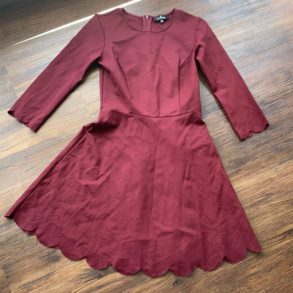 Lulu's Long Sleeve Scallop Dress